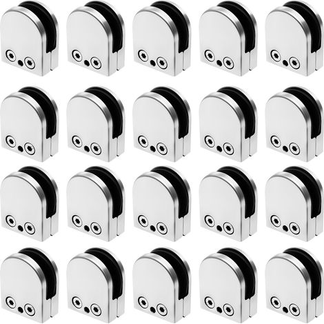 20 supports pour verre en acier inoxydable - Avec fixation plate - Dispositif de serrage - Pinces (1/5)