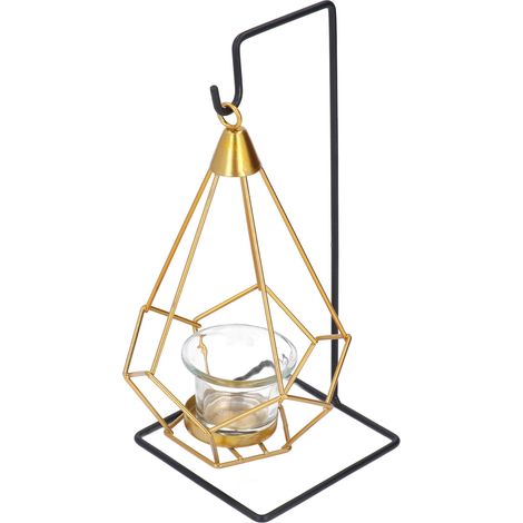 Support de Bougie Doré en Métal et Verre, Élégant et Romantique, Durable, pour Maison Bureau Bar, Ambiance Chaleureuse, Porte-Bougie Décoratif (1/5)