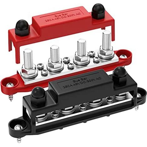2 pièces barre omnibus 12 V, 250 A, 4 poteaux M10, 6 vis 8, pour distribution électrique automobile et marine (1/4)