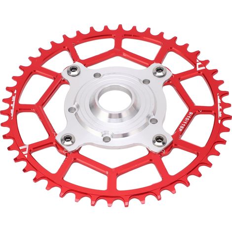 Couronne en alliage d'aluminium 46T 104 BCD et adaptateur de remplacement pour moteur central Tongsheng, rouge. (1/5)