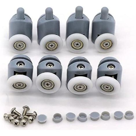 Roulettes pour porte de douche - 23mm - Galet - Lot de 8 - Fixation à vis