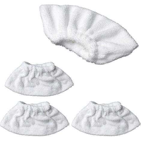 CSPARKV 4 Pack Microfiber Steam Cleaning Pads for Handheld Nozzle, Sponge Cloth Set, Terry Cotton Cover, Compatible with Most Steam Cleaner (White)