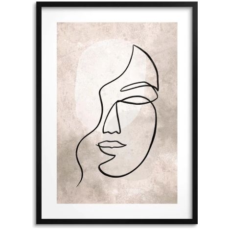 Modernes Poster-Wandbild, beige Boho-Frau fürs Wohnzimmer (1/5)