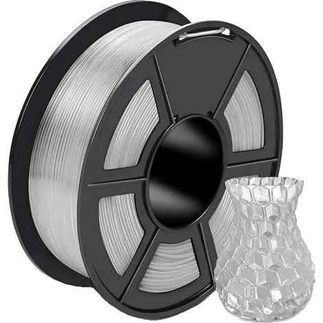 Filamento per stampante 3D, PETG trasparente, ad alta resistenza e basso ritiro. (1/2)