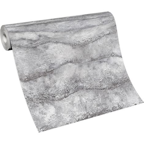 BRICOFLOR Papier Peint imitation brique et pierre gris et blanc Papier Peint trompe l'oeil Tapisserie intissée effet pierre et brique (1/4)