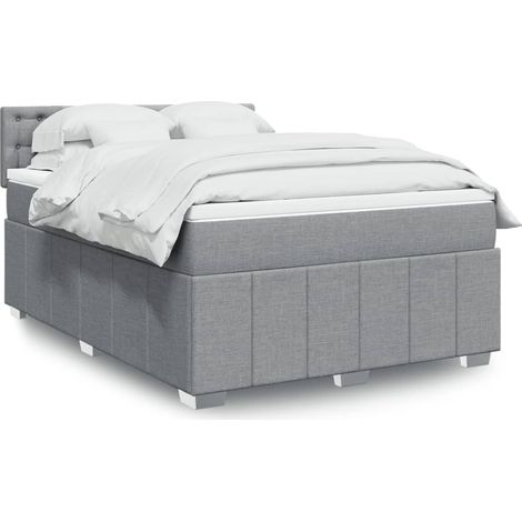 Boxspringbett mit Matratze Hellgrau 160x200 cm Stoff
