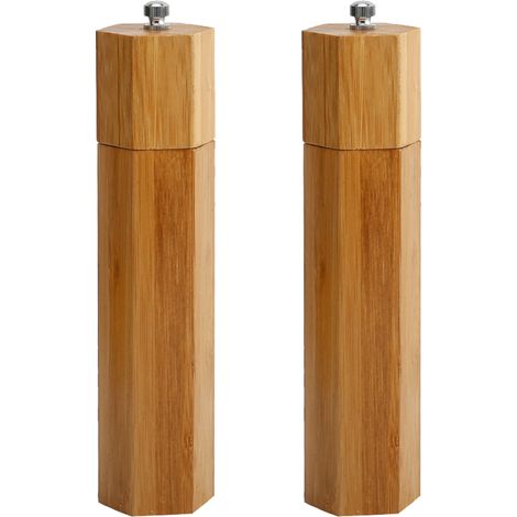 Moulin À Sel Et À Poivre - Bois D'acacia - Mécanisme Céramique Et Acier Inoxydable - Réglable Fin/Grossier - 2 Pièces (1/5)