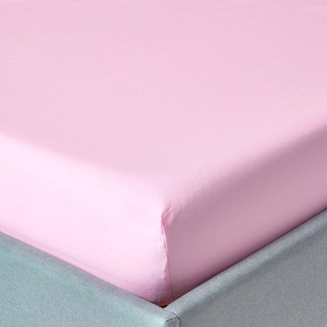 HOMESCAPES Pink Egyptian Cotton Deep Fitted Sheet 200 Thread Count, Super King - Pink