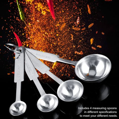 4 pièces cuillères et tasses de mesure en acier inoxydable pour café, épices et cuisine (1/5)