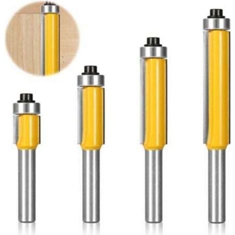 4 Pcs 8mm Tige Fraise a Copier, Fraise Defonceuse avec Roulement Supérieur, Fraisage de Menuiserie, Per Menuiserie Bricolage de Coupe Garniture Affleurante