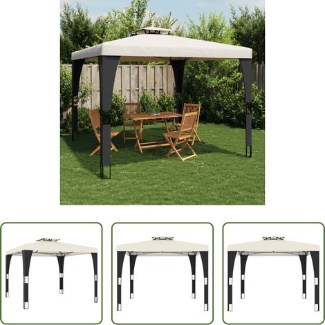 Doppeldach -  Pavillon mit Doppeldach Creme 2,98x2,98 m Stahl