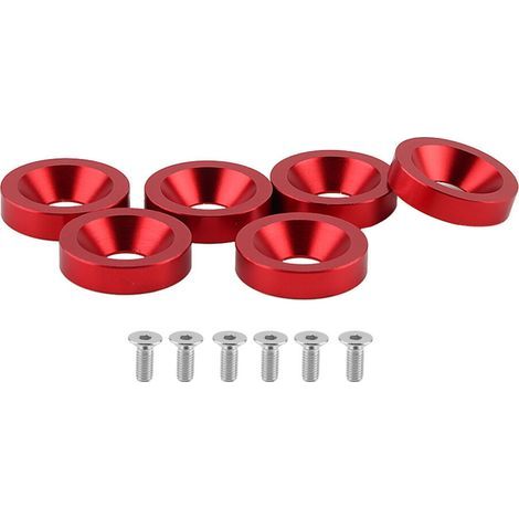 Kit de 6 pièces comprenant un cadre de plaque d'immatriculation rouge, un cache-garde-boue, un boulon de pare-chocs et une rondelle pour voitures et motos (1/5)