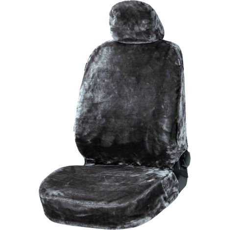 Autositzbezug Teddy aus Kunstfell, PKW-Schonbezug Einzelsitz, Kunstfellbezug anthrazit, 1 Stück (1/5)