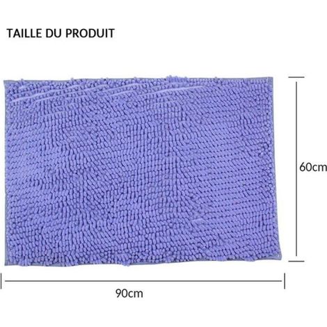 Tapis antidérapant chenille - Microfibre douce et absorbante Lavable en machine - Salle de bain et chambre - Violet 60 x 90 cm (1/5)