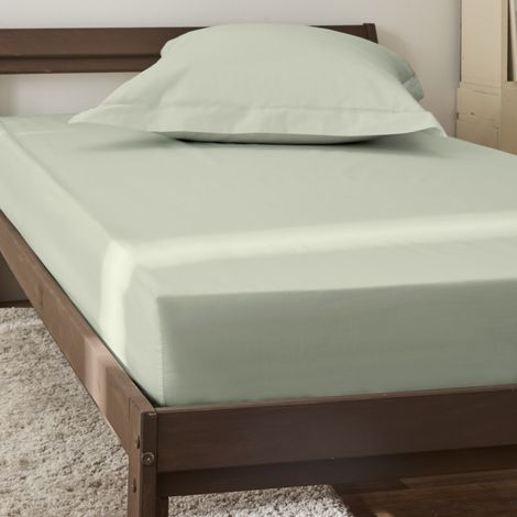 Drap housse percale "Julian" avec bonnet 35 cm toutes dimensions Coton Pur - Julian Vert d'Eau - 90 x 190 cm bonnet de 35 cm - Julian Vert d'Eau - (1/3)