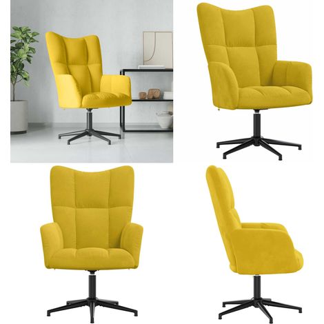 Chaise de relaxation Jaune moutarde Velours - Fauteuil Relaxant - Chaise Lounge - Chaise Confortable - Mobilier Moderne - Design Élégant - Home & Living