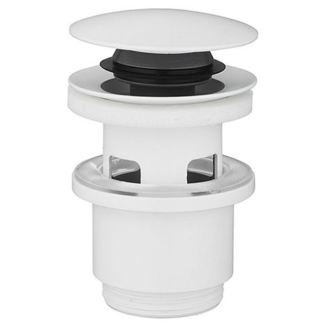 Edouard Rousseau – Bonde de lavabo clic-clac avec trop plein – Ø 63 mm – Sortie 33x42 – Profondeur 16 mm – Système testé 10000 fois – Finition blanche