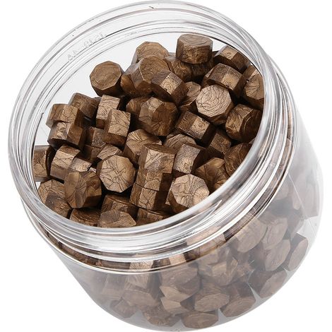 200 sachets de cire à cacheter octogonaux, adaptés à l'emballage de bouteilles, d'enveloppes, de documents, de faire-part de mariage, etc., couleur bronze. (1/2)