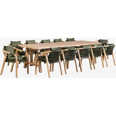 Set de Mesa Rectangular (300x100 cm) y 12 Sillas de Jardín en Madera de Acacia Dubai SKLUM             