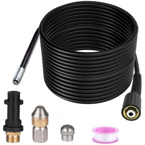 Ouylaf – Déboucheur de canalisation 15m – Compatible nettoyeurs haute pression Kärcher K2-K7 – Buses rotatives pour nettoyage en profondeur (1/5)