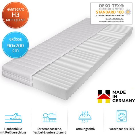 Home Deluxe - Materasso ORTHO BASIC - 90 x 200 cm Made in Germany  misura 90 x 200 cm