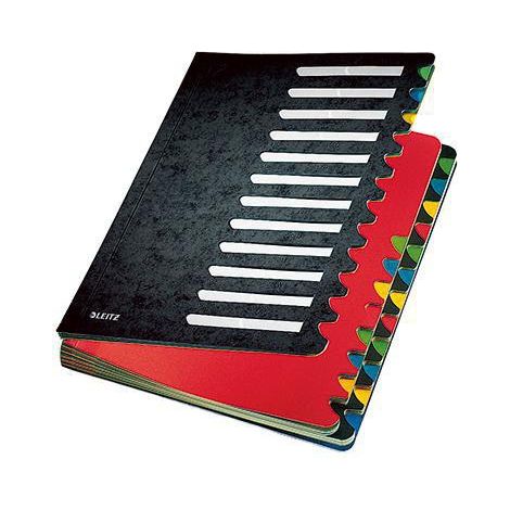 LEITZ Ordnungsmappe Leitz Deskorganizer Color DIN A4 350g/m² Karton marmoriert Farbe: schwarz Farbedes Fächerblocks: mehrfarbig 24 Fächer (1/4)