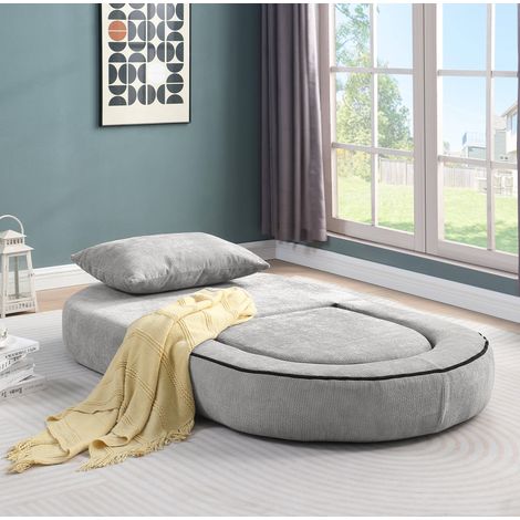 Canapé modulaire en chenille gris clair, réversible et polyvalent pour salon, chambre et espace invité,101x90x41 cm (1/5)