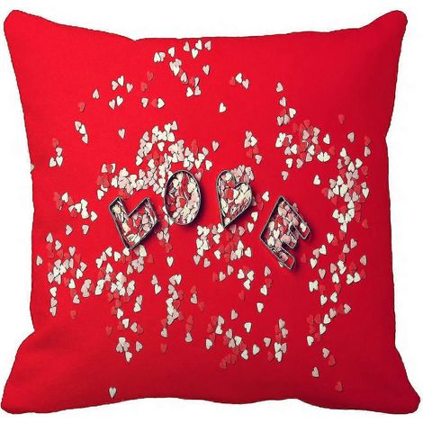 Taie d'oreiller à motif cœur, 40 x 40 cm, motif amour avec lettres, housse de coussin, housse de couette (1/2)