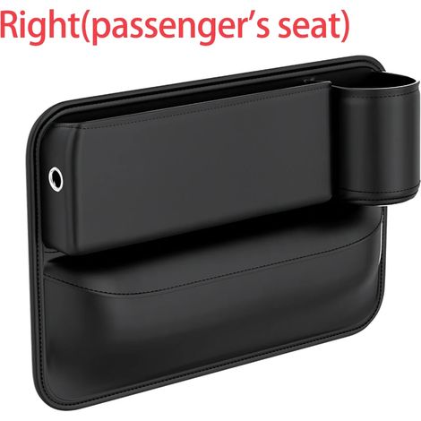 (Position copilote) Sac de rangement pour l'espace entre les sièges, en cuir PU, pour console centrale de voiture, avec porte-bouteille intégré. (1/5)