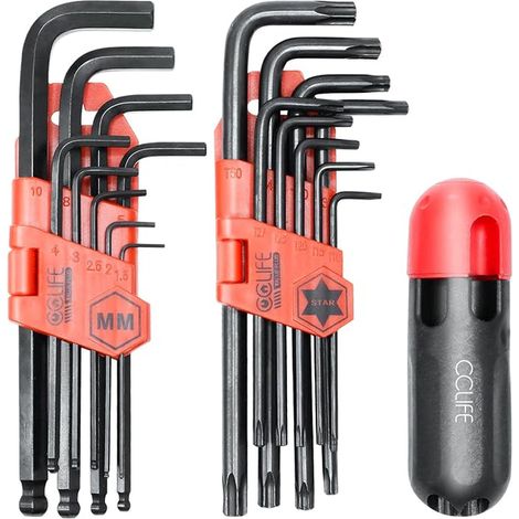 Hex Allen Key Set with Handle, Torx Wrenches, 1.5mm-10mm (1/5)