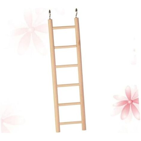 Pair Échelle à Perroquet Naturelle en Bois 6 Marches 28x7 Cm Crochets Métalliques, pour Cage Oiseaux Petits et Moyens, Accessoire Stimulant pour Perruches et Calopsittes