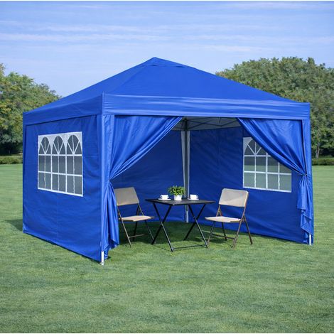 pavillon pliant tonnelle jardin 3x3 m acier bleu HAVRYA (1/5)
