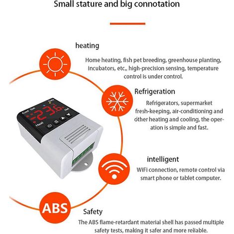 Thermostat sans fil Wi-Fi 3X AC110-220V avec capteur NTC DTC1201, affichage numérique et contrôle via application pour la maison (1/4)
