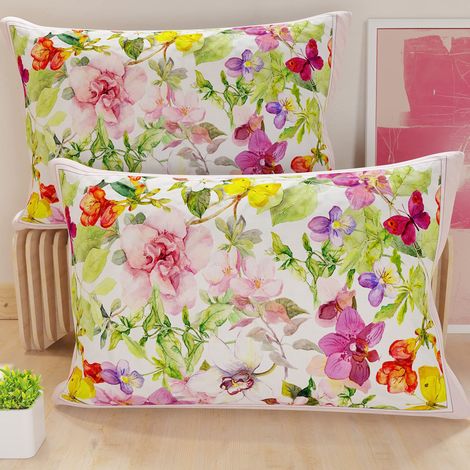 Lot de 2 Taies d'Oreillers 60x40 cm 100% Microfibre Hypoallergénique, Housse Oreiller Rectangulaire Floral Coloré, Paquet de 2