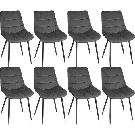 Aqrau Lot de 8 Chaises en Velours, Chaises de Salle à Manger, Chaise Rembourrée - Gris foncé (1/5)