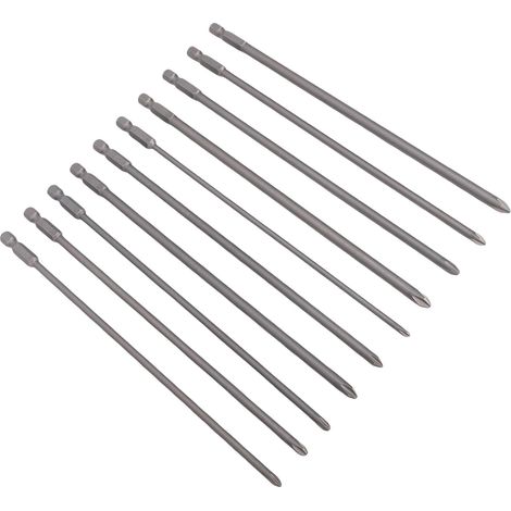 Ensemble de 10 embouts de tournevis hexagonaux 1/4 po, 200 mm, en acier allié S2, pour réparation et entretien. (1/5)