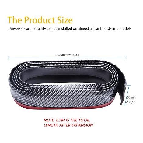Carbon Fiber Front Bumper Protector Lip Spoiler Protector Rubber Strip Spoiler Front Lip Bumper Protector Cars SUV Truck (1/4)