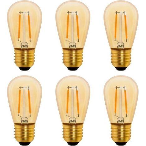 S14 Ampoule LED à Filament Vintage E27, 1W Amber Edison Remplacement 10W Incandescence, Non Dimmable, Blanc Chaud 2200K, AC 220V, Lot de 6 (1/5)