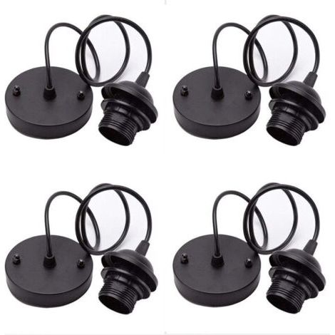 4 pièces Kit de Lustre VintagePorte Lampe Edison Vintage Avec Cable de 100mm Pour Suspension Ampoule,E27 (Noir) (1/5)