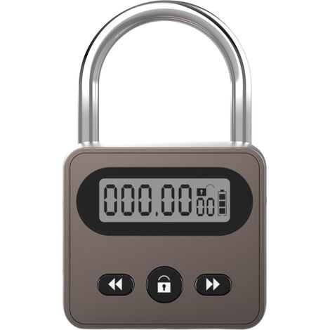 Serrure à minuterie en métal, acier inoxydable, multifonction, cadenas intelligent, rétroéclairage, 999 heures max. de temporisation pour prévenir les dépendances et les mauvaises habitudes, bronze (1/5)