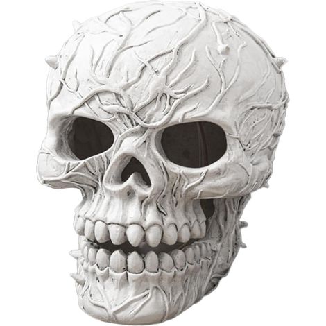Lampe solaire d'extérieur en résine en forme de crâne pour Halloween – Éclairage étanche pour allée, jardin, terrasse ou porche (1/5)