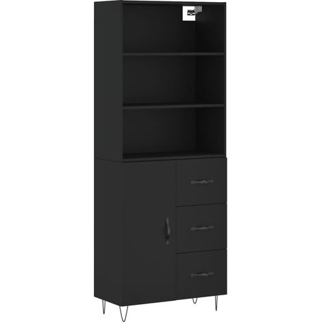 Buffet,Bahut,Meuble de Rangement haut Noir 69,5x34x180 cm Bois d'ingénierie CFW53191 (1/5)