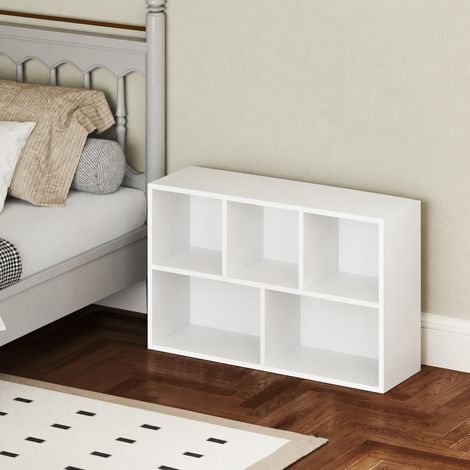 Bibliothèque étagère de rangement avec 5 compartiments, pour salon chambre à coucher bureau, 50x24x80cm, blanc