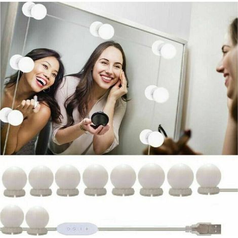 Kit 10 Pezzi Lampadine Luci Led Rotondi Per Specchio Trucco Make Up Bagno