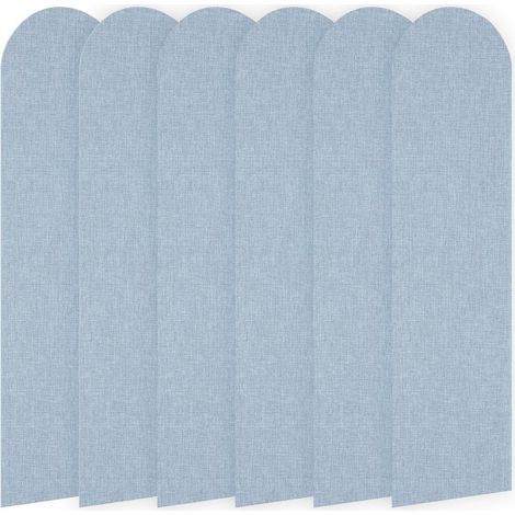 Lot de 6 panneaux muraux 3D 60 x 15 cm - Revêtement mural en mousse XPE - Panneaux de revêtement autocollants - Cales murales anti-collision - Bleu (1/5)