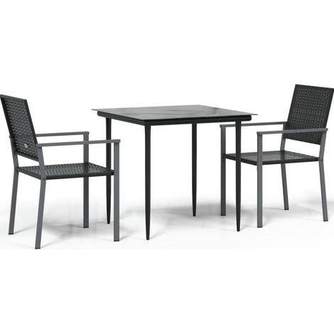 Maison Exclusive - 3-tlg. Garten-Essgruppe Poly Rattan und Stahl
