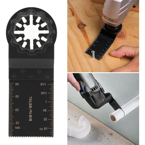 10 lames de scie oscillantes bimétalliques multi-usages de 34 mm avec trou de verrouillage en étoile, compatibles avec les machines Bosch, Fein, Makita et autres marques. (1/5)