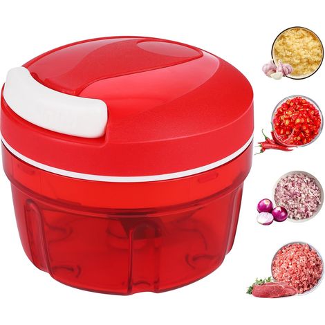 Gemüse- und Zwiebelschneider, 300 ml, manueller Zerkleinerer für Zwiebeln, Karotten, Gemüse und Obst (1/5)