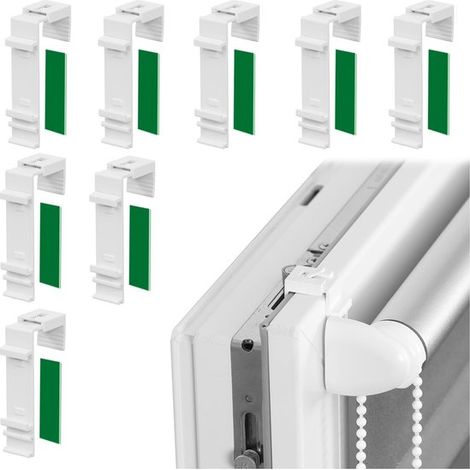 8 soportes autoadhesivos verdes sin necesidad de taladrar: abrazaderas largas para estores enrollables dobles y estores plisados (1/2)