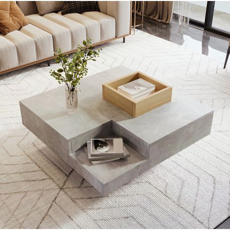 Mesa salón con caja extraíble gris cemento OKMYHOME (1/5)